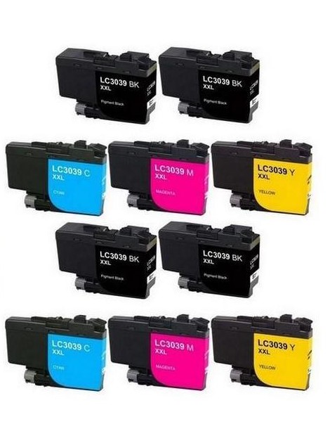 Brother LC3039 10 Pack Combo Black (4) Cyan (2) Yellow (2) Magenta (2) for MFC-J5845DW MFC-J59